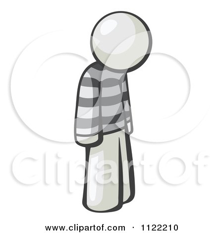 Cartoon Of A Moping White Man Prisoner - Royalty Free Vector Clipart by Leo Blanchette