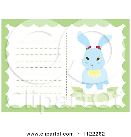 Clipart Of A Newborn Baby Frame With A Cute Bunny - Royalty Free Vector Illustration by Cherie Reve