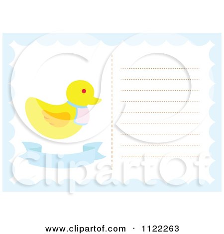 Clipart Of A Newborn Baby Frame With A Cute Duck - Royalty Free Vector Illustration by Cherie Reve