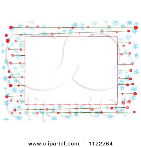 Clipart Of A Rectangle Frame With Snowflakes And Red Dots - Royalty Free Vector Illustration by Cherie Reve