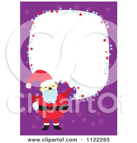 Clipart Of A Santa Frame With Copyspace On Purple - Royalty Free Vector Illustration by Cherie Reve