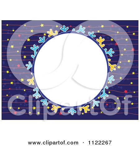 Clipart Of A Round Frame With Stars On Blue - Royalty Free Vector Illustration by Cherie Reve
