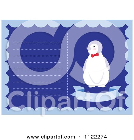 Clipart Of A Newborn Baby Frame With A Cute Penguin - Royalty Free Vector Illustration by Cherie Reve