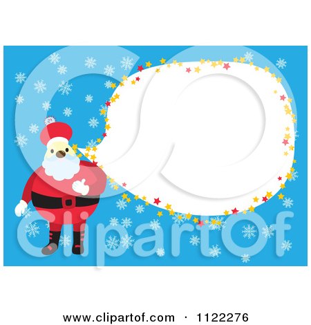 Clipart Of A Santa Frame With Copyspace On Blue - Royalty Free Vector Illustration by Cherie Reve