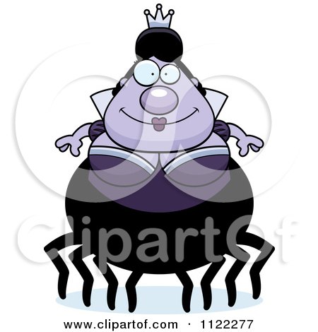 Cartoon Of A Chubby Spider Queen - Royalty Free Vector Clipart by Cory Thoman