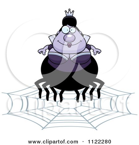 Cartoon Of A Chubby Spider Queen On A Web - Royalty Free Vector Clipart by Cory Thoman