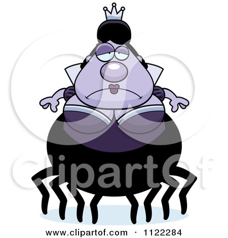 Cartoon Of A Depressed Chubby Spider Queen - Royalty Free Vector Clipart by Cory Thoman