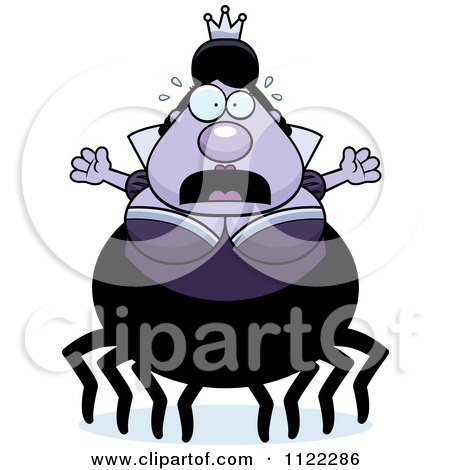 Cartoon Of A Scared Chubby Spider Queen - Royalty Free Vector Clipart by Cory Thoman