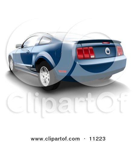 Vista Blue Ford Mustang Sports Car Clipart Illustration by Leo Blanchette