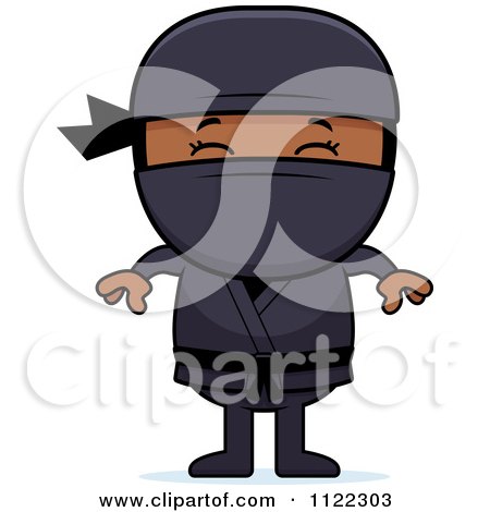 Cartoon Of A Happy Black Ninja Boy - Royalty Free Vector Clipart by Cory Thoman