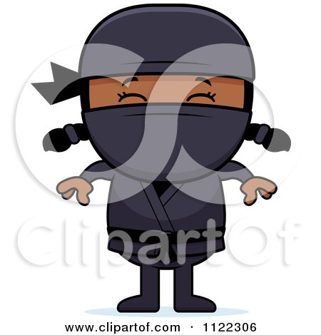 Cartoon Of A Happy Black Ninja Girl - Royalty Free Vector Clipart by Cory Thoman