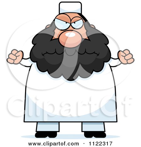 Cartoon Of A Mad Chubby Muslim Man - Royalty Free Vector Clipart by Cory Thoman
