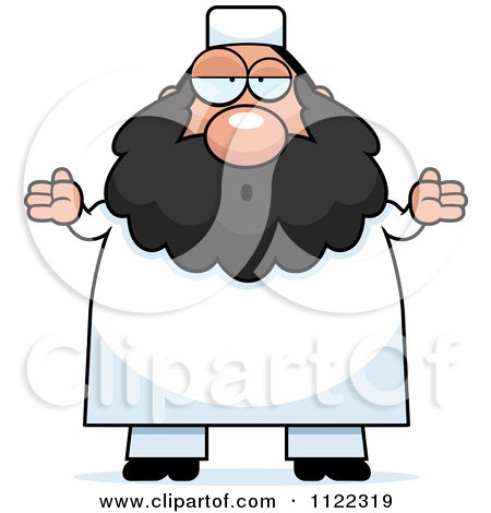 Cartoon Of A Clueless Or Careless Shrugging Chubby Muslim Man - Royalty Free Vector Clipart by Cory Thoman