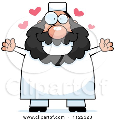 Cartoon Of A Chubby Muslim Man With Open Arms - Royalty Free Vector Clipart by Cory Thoman