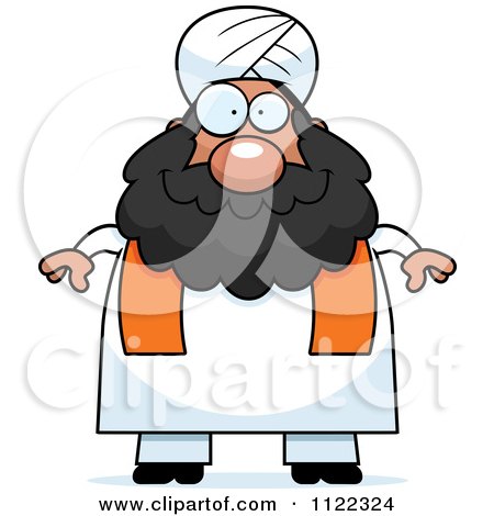 Cartoon Of A Chubby Muslim Sikh Man - Royalty Free Vector Clipart by Cory Thoman