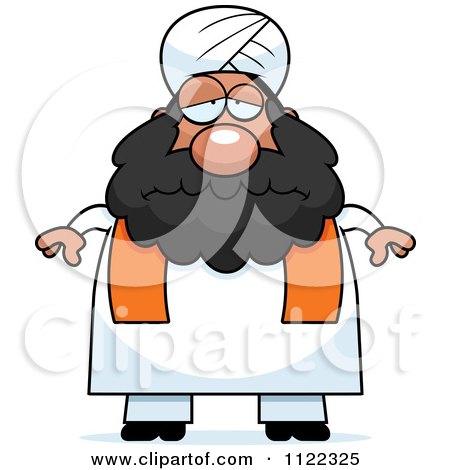 Cartoon Of A Depressed Chubby Muslim Sikh Man - Royalty Free Vector Clipart by Cory Thoman