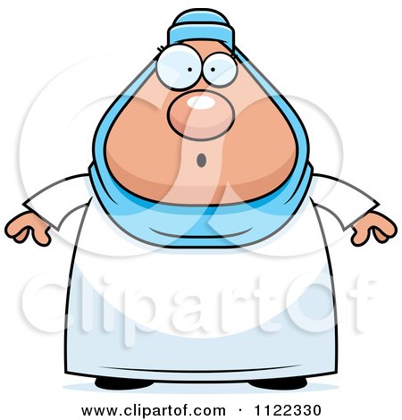 Cartoon Of A Surprised Chubby Muslim Woman - Royalty Free Vector Clipart by Cory Thoman