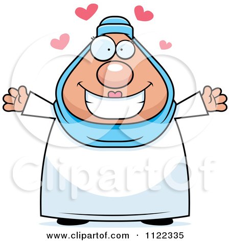 Cartoon Of A Chubby Muslim Woman With Open Arms - Royalty Free Vector Clipart by Cory Thoman