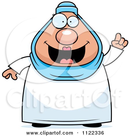 Cartoon Of A Chubby Muslim Woman With An Idea - Royalty Free Vector Clipart by Cory Thoman
