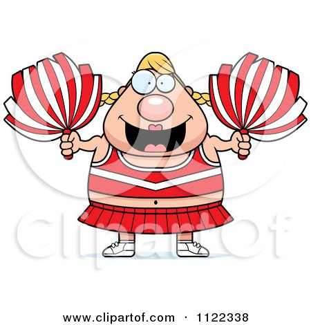 Cartoon Of A Chubby Blond Cheerleader - Royalty Free Vector Clipart by Cory Thoman