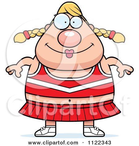 Cartoon Of A Happy Chubby Blond Cheerleader - Royalty Free Vector Clipart by Cory Thoman