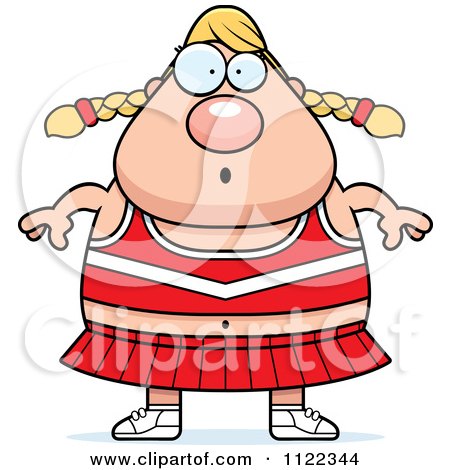 Cartoon Of A Surpised Chubby Blond Cheerleader - Royalty Free Vector Clipart by Cory Thoman