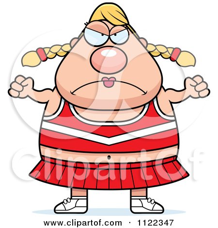 Cartoon Of A Chubby Angry Blond Cheerleader - Royalty Free Vector Clipart by Cory Thoman