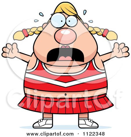 Cartoon Of A Chubby Stressed Blond Cheerleader - Royalty Free Vector Clipart by Cory Thoman