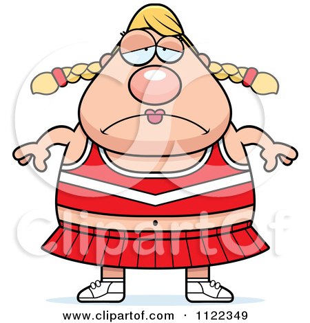 Cartoon Of A Chubby Depressed Blond Cheerleader - Royalty Free Vector Clipart by Cory Thoman