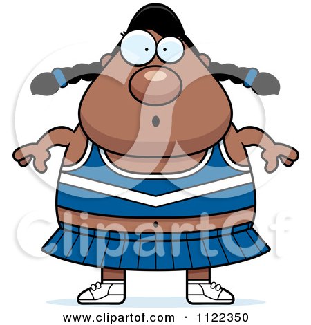 Cartoon Of A Surpised Chubby Black Cheerleader - Royalty Free Vector Clipart by Cory Thoman