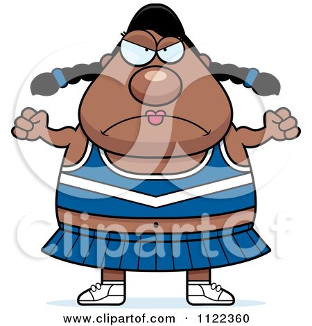 Cartoon Of A Chubby Angry Black Cheerleader - Royalty Free Vector Clipart by Cory Thoman