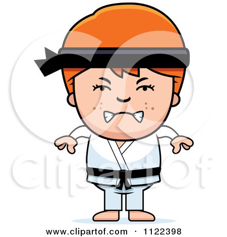Cartoon Of An Angry Red Haired Martial Arts Karate Boy - Royalty Free Vector Clipart by Cory Thoman