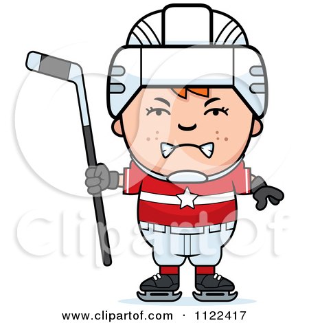 Cartoon Of An Angry Red Haired Hockey Boy - Royalty Free Vector Clipart by Cory Thoman