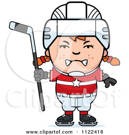Cartoon Of An Angry Red Haired Hockey Girl - Royalty Free Vector Clipart by Cory Thoman