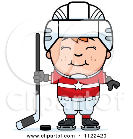 Cartoon Of A Happy Red Haired Hockey Boy - Royalty Free Vector Clipart by Cory Thoman
