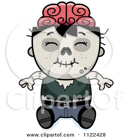 Cartoon Of A Happy Zombie Boy Sitting - Royalty Free Vector Clipart by Cory Thoman