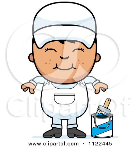 Cartoon Of A Happy Asian Painter Boy - Royalty Free Vector Clipart by Cory Thoman