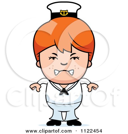 Cartoon Of An Angry Red Haired Sailor Boy - Royalty Free Vector Clipart by Cory Thoman