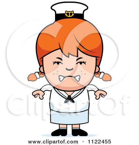 Cartoon Of An Angry Red Haired Sailor Girl - Royalty Free Vector Clipart by Cory Thoman