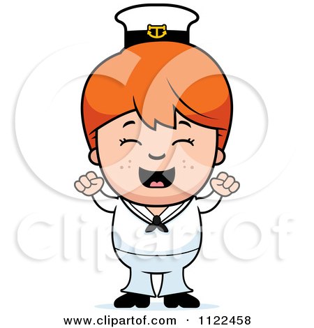 Cartoon Of A Happy Red Haired Sailor Boy Cheering - Royalty Free Vector Clipart by Cory Thoman
