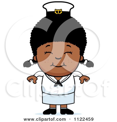 Cartoon Of A Happy Black Sailor Girl - Royalty Free Vector Clipart by Cory Thoman