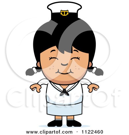 Cartoon Of A Happy Asian Sailor Girl - Royalty Free Vector Clipart by Cory Thoman