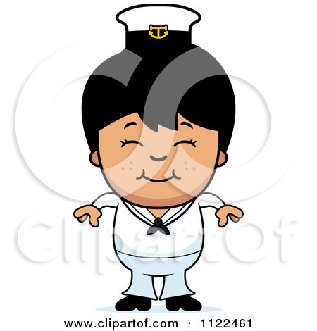 Cartoon Of A Happy Asian Sailor Boy - Royalty Free Vector Clipart by Cory Thoman