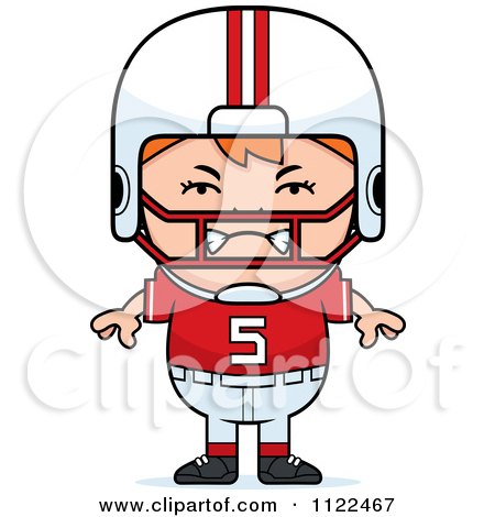 Cartoon Of An Angry Red Haired Football Player Boy - Royalty Free Vector Clipart by Cory Thoman