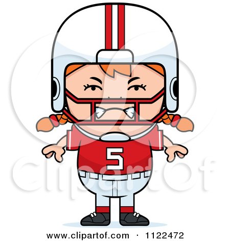 Cartoon Of An Angry Red Haired Football Player Girl - Royalty Free Vector Clipart by Cory Thoman