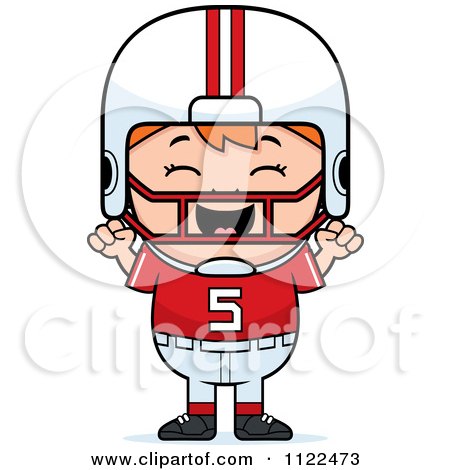 Cartoon Of A Happy Red Haired Football Player Boy Cheering - Royalty Free Vector Clipart by Cory Thoman