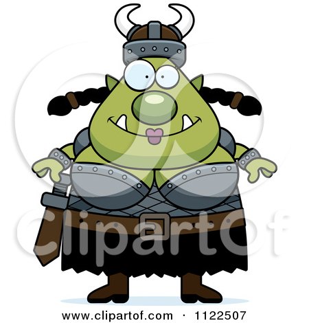 Cartoon Of A Chubby Ogre Woman - Royalty Free Vector Clipart by Cory Thoman