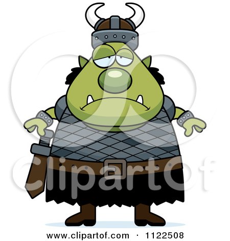 Cartoon Of A Chubby Depressed Ogre Man - Royalty Free Vector Clipart by Cory Thoman
