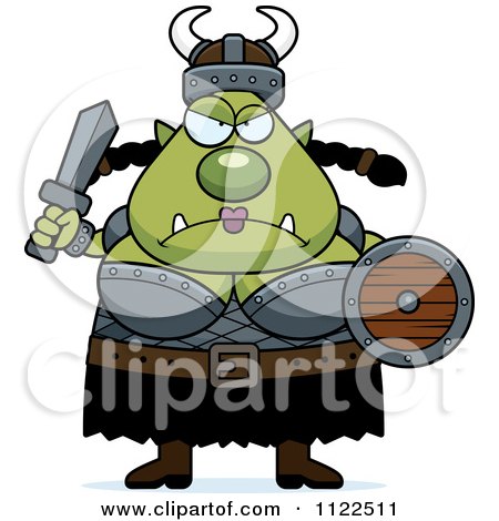 Cartoon Of A Chubby Angry Ogre Woman - Royalty Free Vector Clipart by Cory Thoman