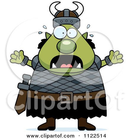Cartoon Of A Chubby Scared Ogre Man - Royalty Free Vector Clipart by Cory Thoman